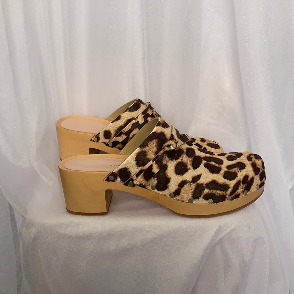 Brand New Loeffler Randall Roberta Leopard-Print Calf-Hair Clogs size 9
